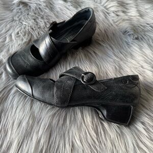 JOSEF SEIBEL Black Leather Mary Jane Black Comfort Shoes